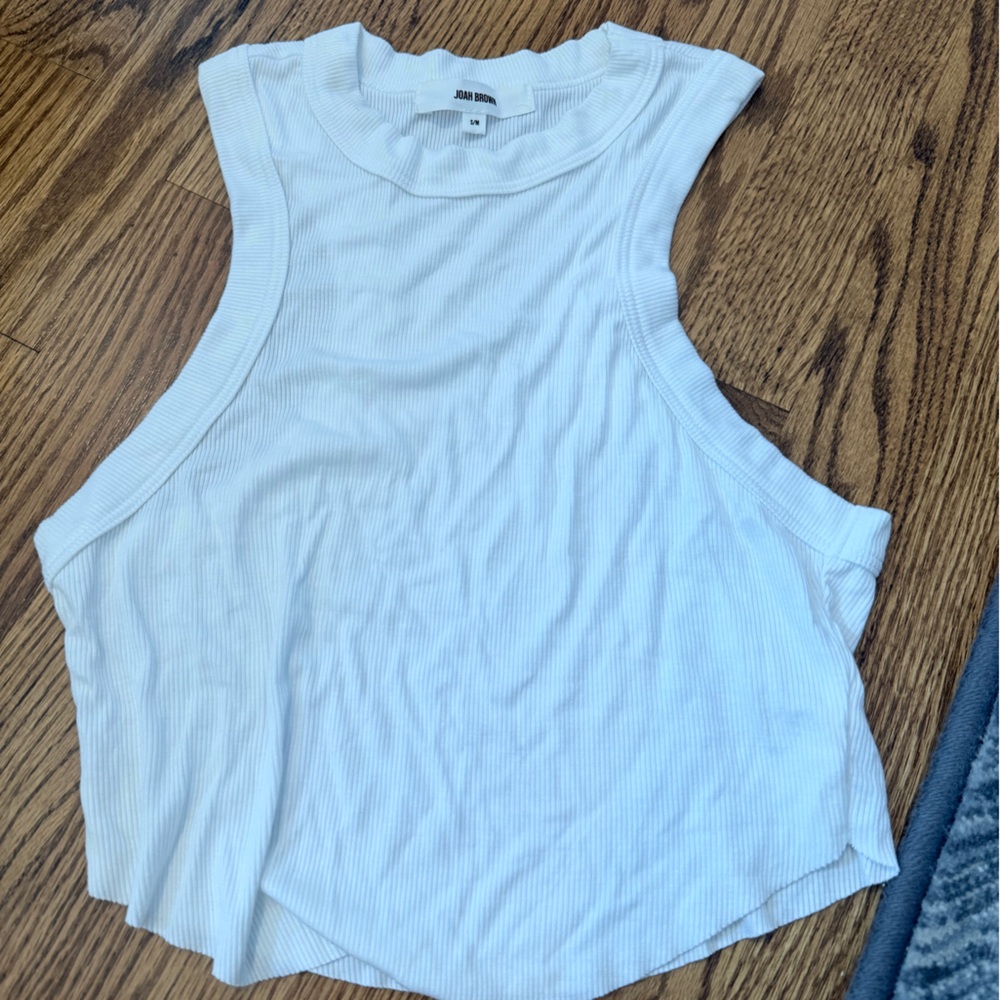 White Ribbed Sleeveless Top Joah Brown